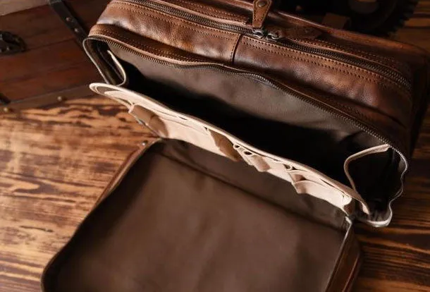 Cool leather mens Briefcase vintage Shoulder Bag weekender bag travel bag for men