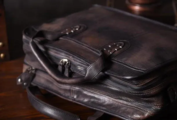 Cool leather mens Briefcase vintage Shoulder Bag weekender bag travel bag for men