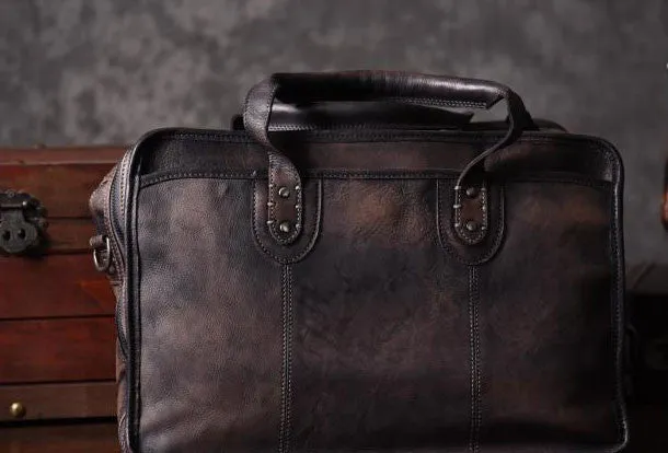 Cool leather mens Briefcase vintage Shoulder Bag weekender bag travel bag for men