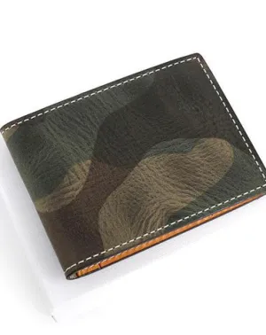 Cool Leather Mens Camouflage License Wallet Front Pocket Wallet Slim Card Wallet for Men