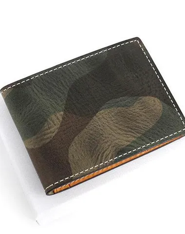 Cool Leather Mens Camouflage License Wallet Front Pocket Wallet Slim Card Wallet for Men
