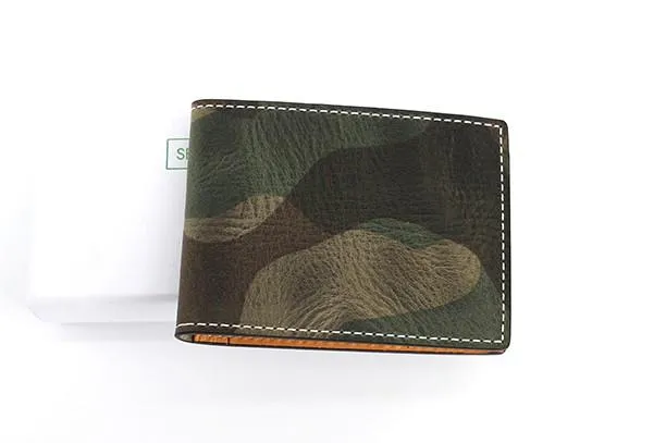 Cool Leather Mens Camouflage License Wallet Front Pocket Wallet Slim Card Wallet for Men