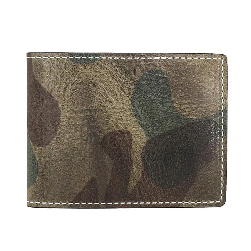 Cool Leather Mens Camouflage License Wallet Front Pocket Wallet Slim Card Wallet for Men