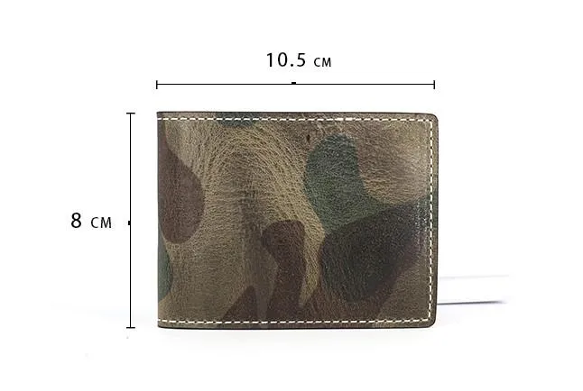 Cool Leather Mens Camouflage License Wallet Front Pocket Wallet Slim Card Wallet for Men
