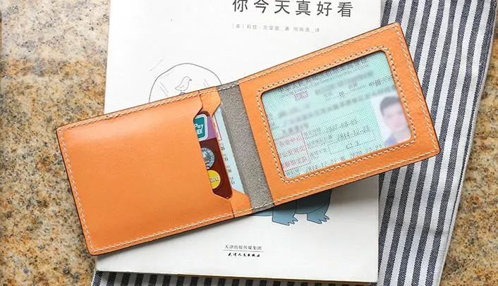 Cool Leather Mens Camouflage License Wallet Front Pocket Wallet Slim Card Wallet for Men