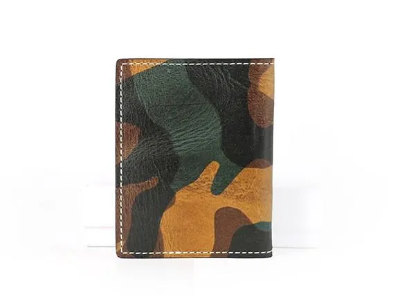 Cool Leather Mens Camouflage License Wallets Front Pocket Wallet Slim Card Wallet for Men