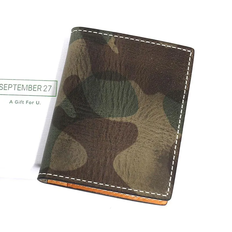 Cool Leather Mens Camouflage License Wallets Front Pocket Wallet Slim Card Wallet for Men
