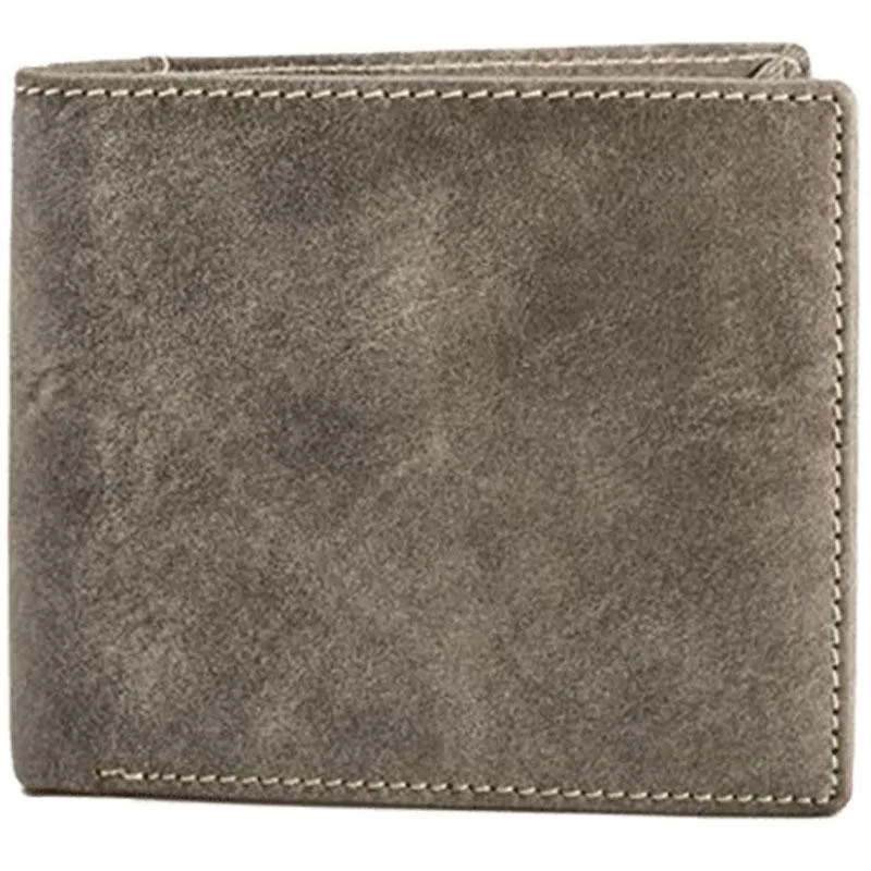 Cool Leather Mens Gray Small Wallet Bifold Vintage Slim billfold Wallet for Men