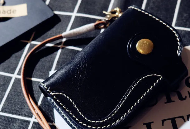 Cool Leather Mens Key Wallet Small Chain Wallet for Mens