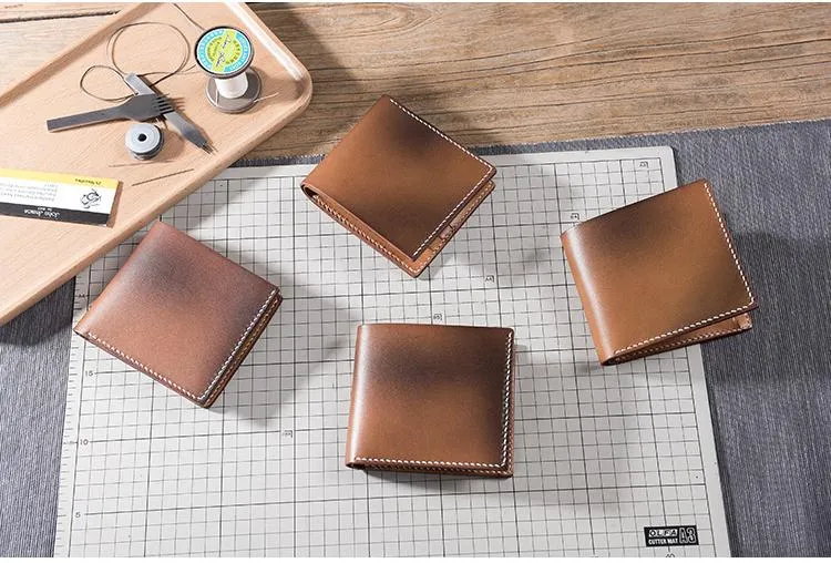 Cool Leather Mens Slim Small Wallets billfold Wallets Bifold for Men