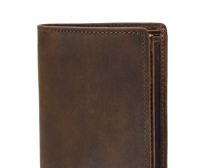 Cool Leather Mens Small Bifold Wallet billfold Wallet Front Pocket Wallets for Men
