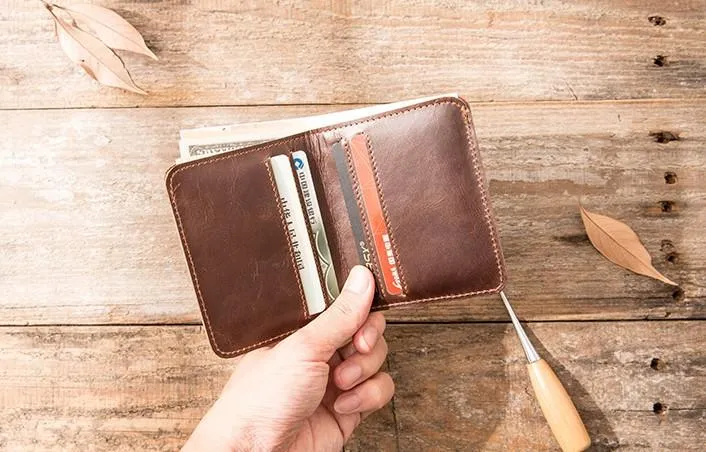 Cool Leather Mens Small Wallets Bifold billfold Wallet Slim Front Pocket Wallet for Men