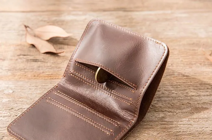 Cool Leather Mens Small Wallets Bifold billfold Wallet Slim Front Pocket Wallet for Men