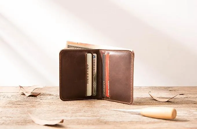 Cool Leather Mens Small Wallets Bifold billfold Wallet Slim Front Pocket Wallet for Men