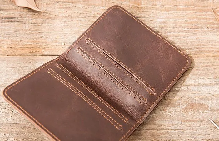 Cool Leather Mens Small Wallets Bifold billfold Wallet Slim Front Pocket Wallet for Men