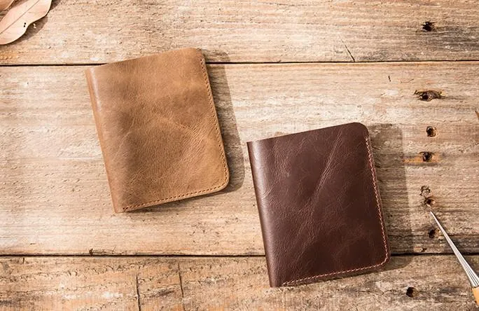 Cool Leather Mens Small Wallets Bifold billfold Wallet Slim Front Pocket Wallet for Men