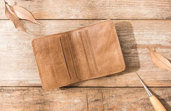 Cool Leather Mens Small Wallets Bifold billfold Wallet Slim Front Pocket Wallet for Men