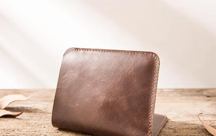 Cool Leather Mens Small Wallets Bifold billfold Wallet Slim Front Pocket Wallet for Men