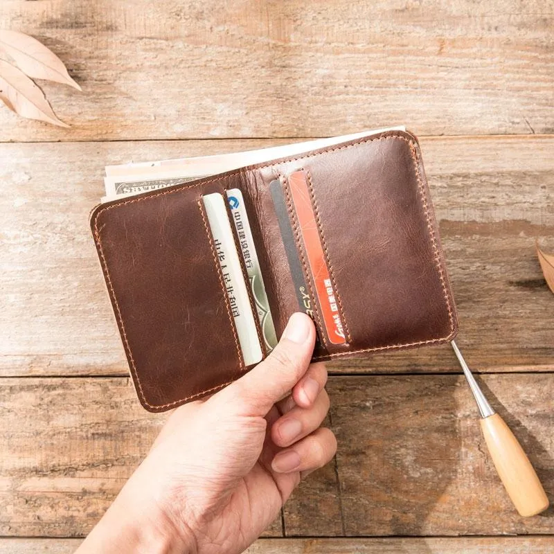 Cool Leather Mens Small Wallets Bifold billfold Wallet Slim Front Pocket Wallet for Men