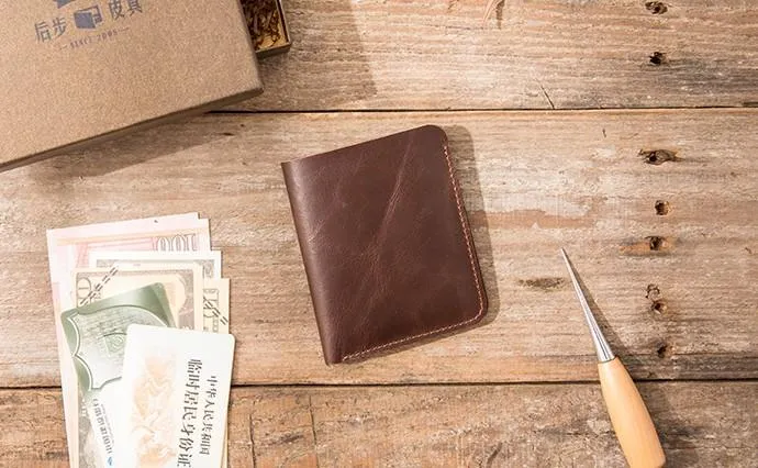 Cool Leather Mens Small Wallets Bifold billfold Wallet Slim Front Pocket Wallet for Men