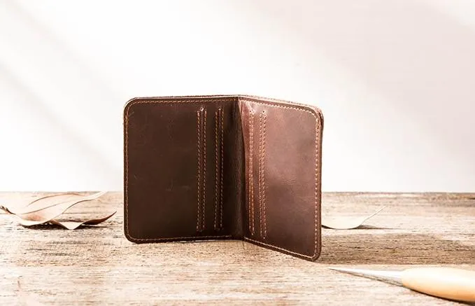 Cool Leather Mens Small Wallets Bifold billfold Wallet Slim Front Pocket Wallet for Men