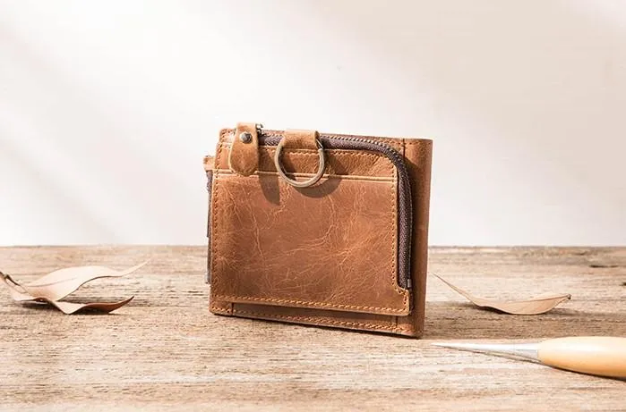 Cool Leather Mens Trifold Slim Front Pocket Wallets billfold Small Wallet for Men