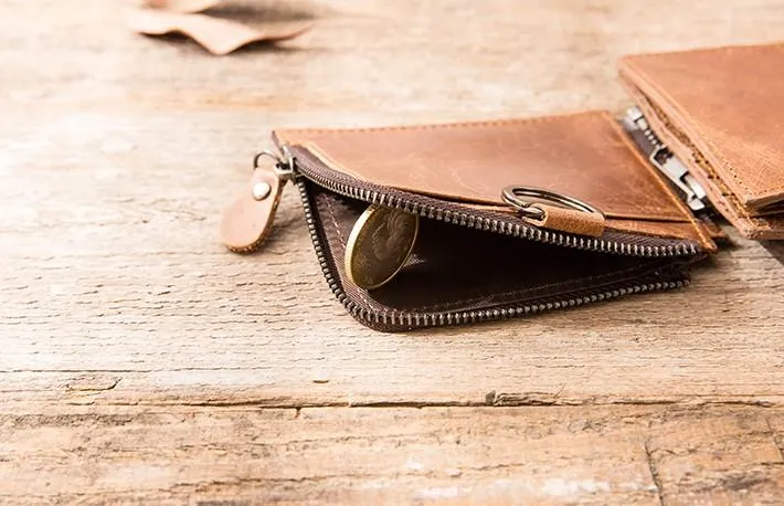 Cool Leather Mens Trifold Slim Front Pocket Wallets billfold Small Wallet for Men