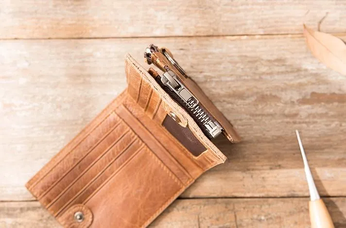Cool Leather Mens Trifold Slim Front Pocket Wallets billfold Small Wallet for Men