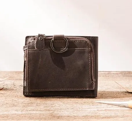 Cool Leather Mens Trifold Slim Front Pocket Wallets billfold Small Wallet for Men