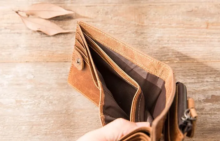Cool Leather Mens Trifold Slim Front Pocket Wallets billfold Small Wallet for Men