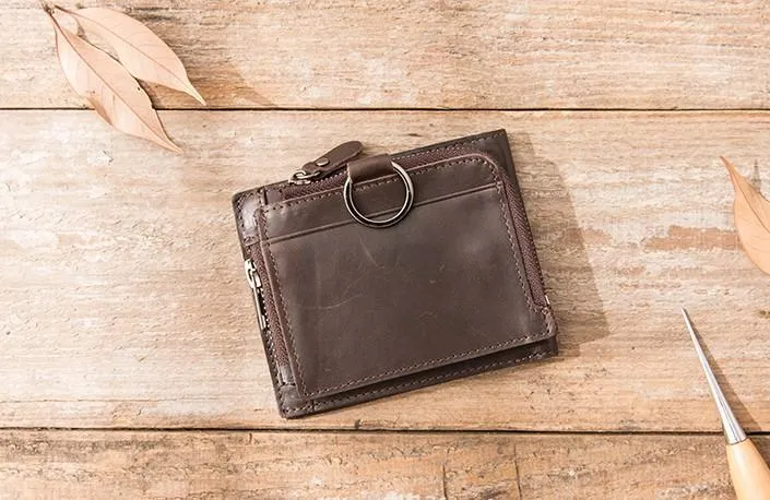 Cool Leather Mens Trifold Slim Front Pocket Wallets billfold Small Wallet for Men