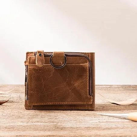 Cool Leather Mens Trifold Slim Front Pocket Wallets billfold Small Wallet for Men