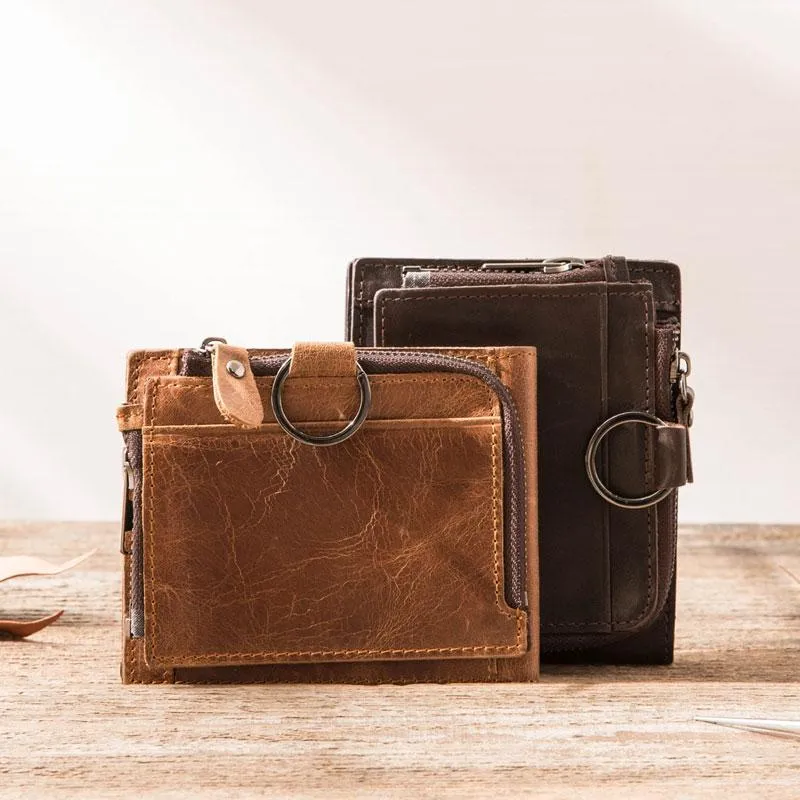 Cool Leather Mens Trifold Slim Front Pocket Wallets billfold Small Wallet for Men