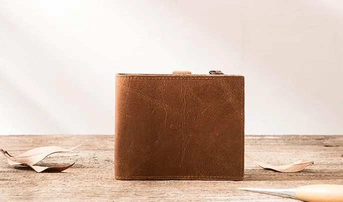 Cool Leather Mens Trifold Slim Front Pocket Wallets billfold Small Wallet for Men