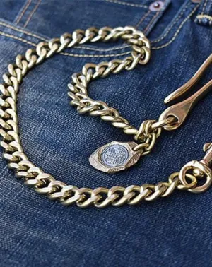 Cool Men's Brass 18?long ?jeans chain jean chain Silver Biker Wallet Chain Pants Chains For Men