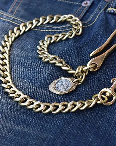 Cool Men's Brass 18?long ?jeans chain jean chain Silver Biker Wallet Chain Pants Chains For Men