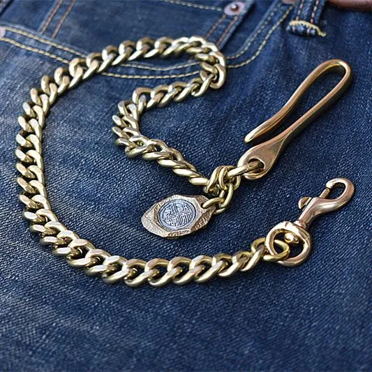 Cool Men's Brass 18?long ?jeans chain jean chain Silver Biker Wallet Chain Pants Chains For Men