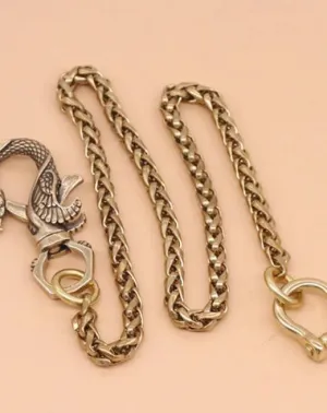 Cool Men's Brass Dragon Key Chain Stainless Steel Pants Chains Biker Wallet Chain For Men