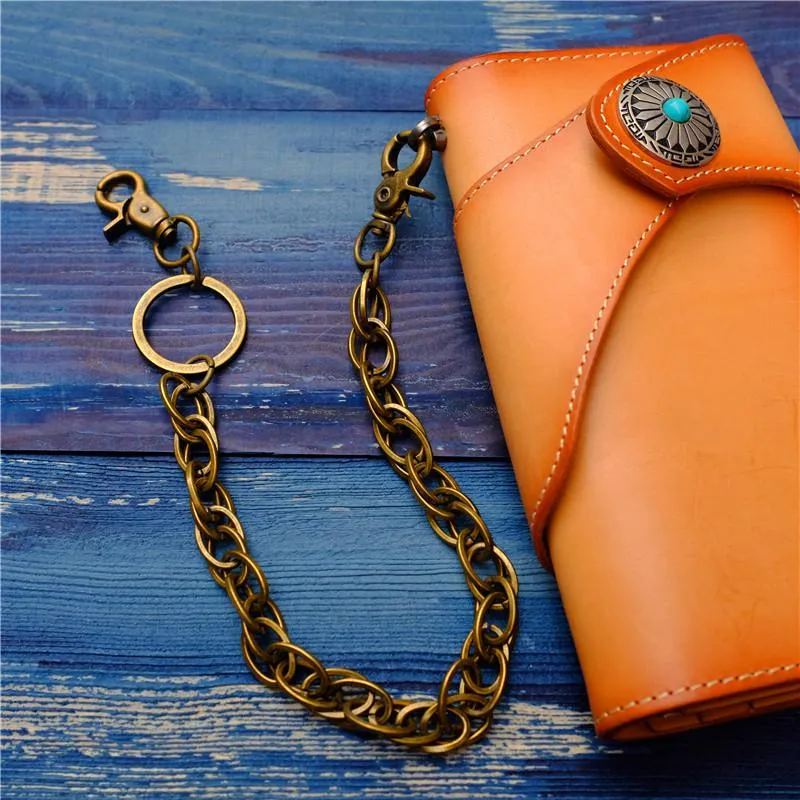 Cool Men's Brass Pants Chain Gold Punk Fashion Gold Wallet Chains For Men