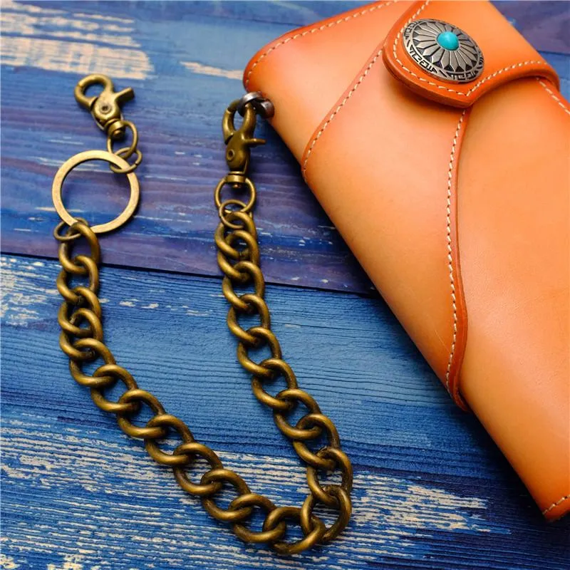 Cool Men's Brass Pants Chain Gold Punk Fashion Gold Wallet Chains For Men