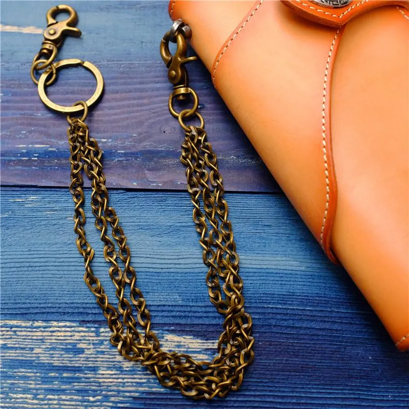 Cool Men's Brass Pants Chain Gold Punk Fashion Gold Wallet Chains For Men