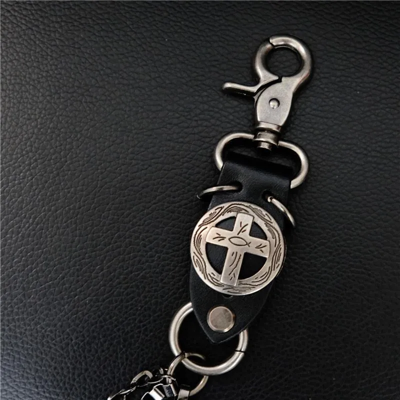 Cool Men's Cross Three Layer Wallet Chain Pants Chain Punk Biker Wallet Chain For Men