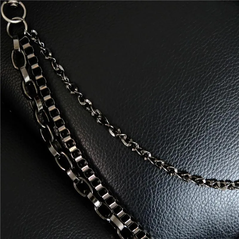 Cool Men's Cross Three Layer Wallet Chain Pants Chain Punk Biker Wallet Chain For Men
