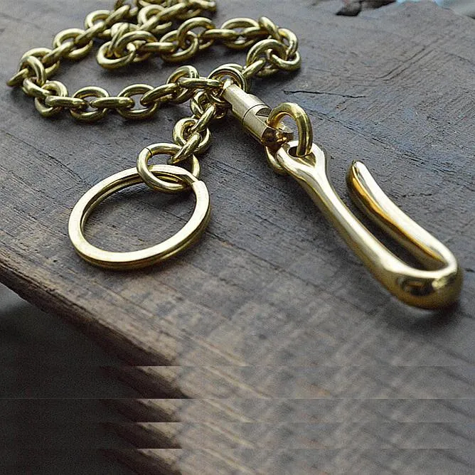 Cool Men's Handmade Brass Key Ring Wallet Key Chain Pants Chains Biker Wallet Chain For Men