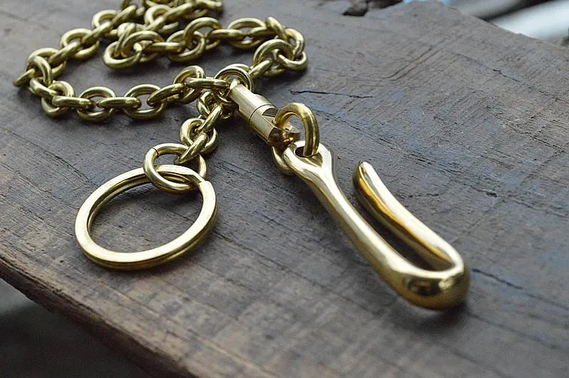 Cool Men's Handmade Brass Key Ring Wallet Key Chain Pants Chains Biker Wallet Chain For Men