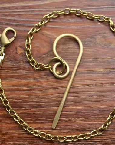 Cool Men's Handmade Brass Long Biker Wallet Chain Pants Chain For Men