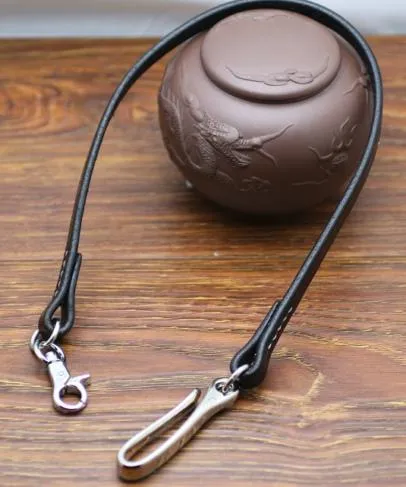 Cool Men's Handmade Leather 21 Pants Black Chain Biker Wallet Chains For Men