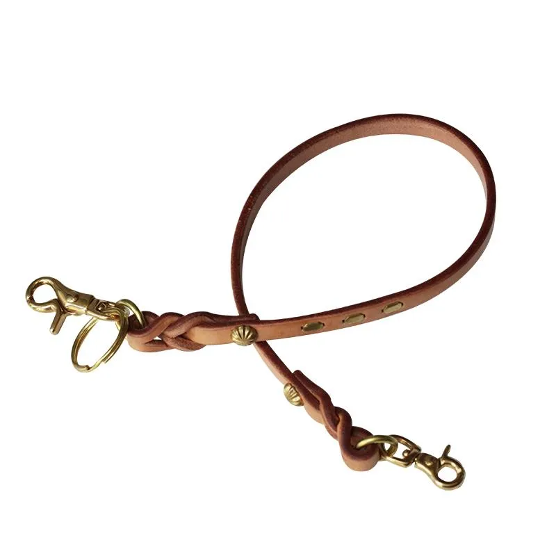 Cool Men's Handmade Leather Brass Retro Pants Black Chain Biker Wallet Chains For Men