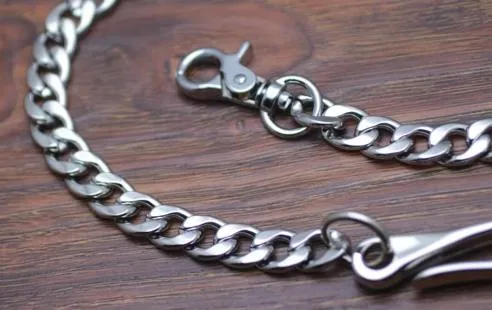 Cool Men's Handmade Silver Stainless Steel Pants Chain Biker Wallet Chain For Men