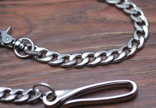 Cool Men's Handmade Silver Stainless Steel Pants Chain Biker Wallet Chain For Men